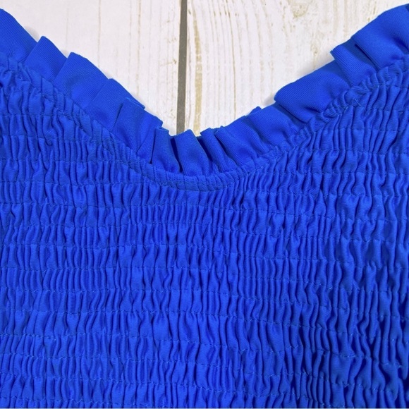 Lovers + Friends | Cobalt Blue High Waist Ruffle Cheeky Bikini Bottom | S - Picture 4 of 6